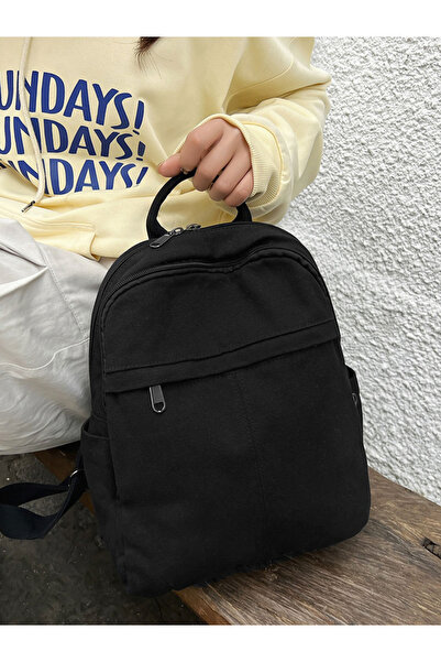 Take Two By Styli Solid Canvas Zip Closure Backpack