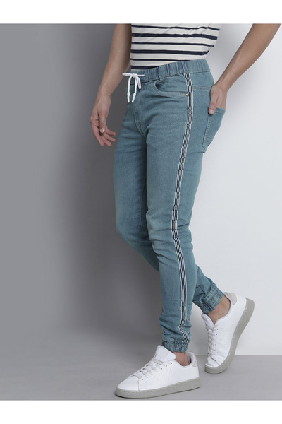 The Indian Garage Co By Styli Men Taping Detail Cuffed Jeans