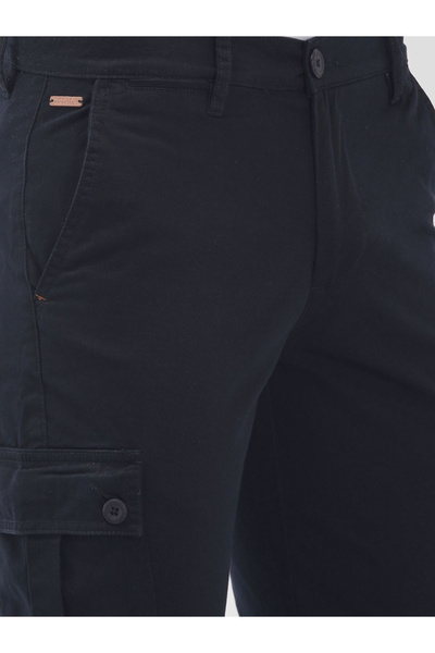 The Indian Garage Co By Styli Men Navy Mid Rise Slim Fit Cargo Pants