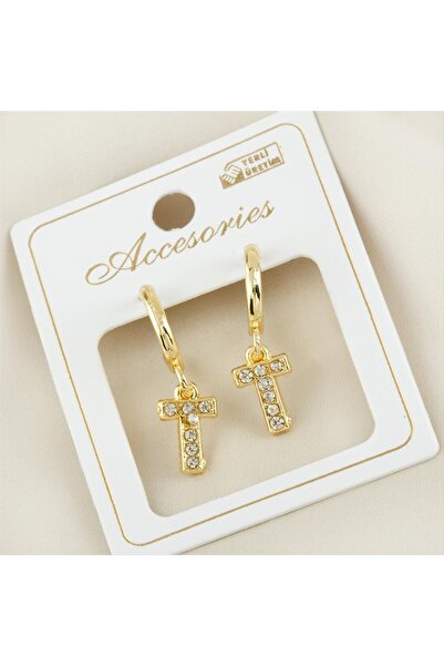 ZERO LAND Hn-Shop New Season Metal Stone Earrings with Letters-T