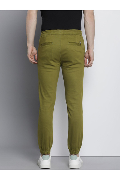 The Indian Garage Co By Styli Men Olive Slim Fit Solid Joggers