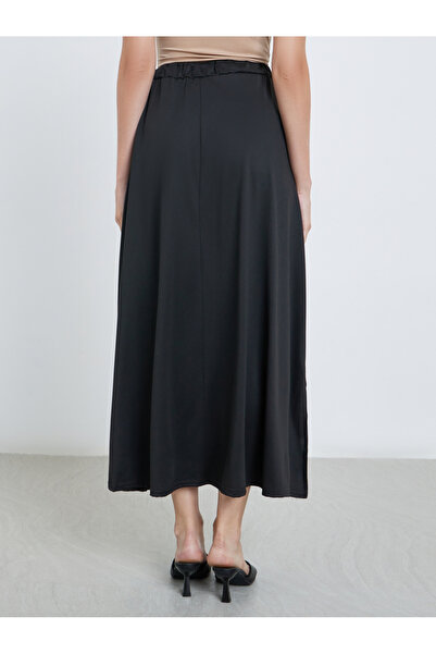 Styli Women Solid Midi Skirt with Drawstring