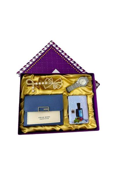 velve Set cadou pentru femei JESOU, cutie eleganta cu portofel, oglinda, ceas...