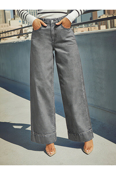 Take Two By Styli Grey High Rise Wide Leg Jeans