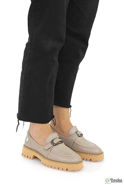 Mammamia Kadın Hakiki Deri Kalın Taban Loafer Günlük Ayakkabı M26/KA820