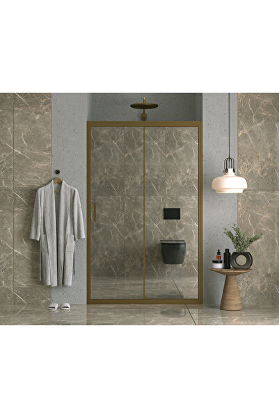 PointPro Point Duşakabin 133 Cm 1 Sabit 1 Sürgü İki Duvar Arası Reflekte Cam Bronz Profil 6mm Kabin