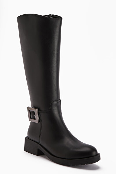 Limoya Cizme de damă cu talpă înaltă cu cataramă neagră Becky