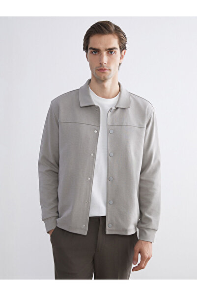 LC Waikiki LCW Vision Gri Rahat Kalıp Uzun Kollu Erkek Gömlek Ceket W5J119Z8