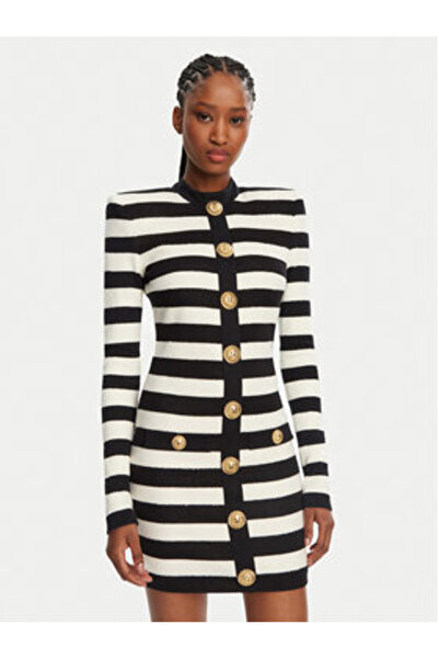 BALMAIN Γυναικείο Πλεκτό Φόρεμα DF1R9193JI70 Μαύρο