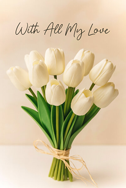 OGWANTO Islak Dokulu 8’li Yapay Lale – Kırık Beyaz