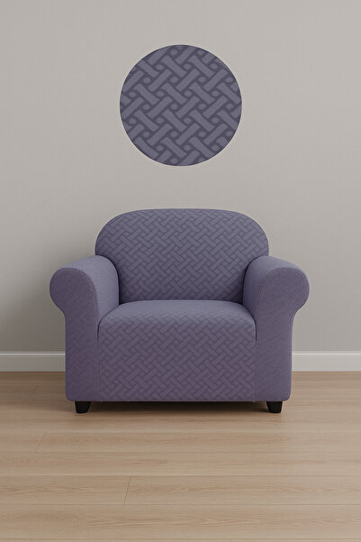 köklem Jakarlı Hasır Desen Koltuk Örtüsü Lastikli Likra Kumaş Esnekli Tekli(b...