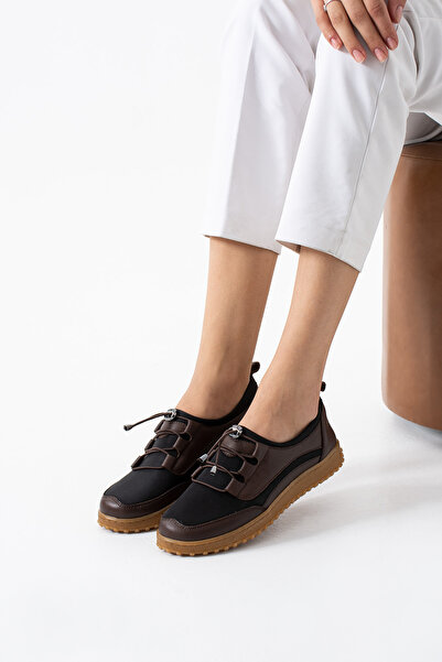 ModaAmour Hogan Genuine Leather Brown Women's Orthopedic Comfortable Shoes