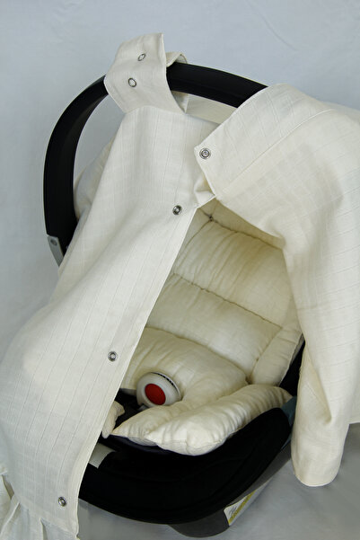 Claria&Nest Ortopedik Minderli Bebek Puset Örtüsü Seti | %100 Müslin Pamuk | Beyaz