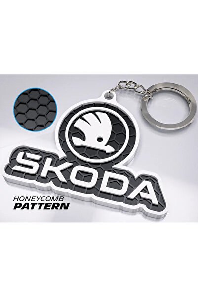 Tactyla سلسلة مفاتيح بشعار سكودا + نص