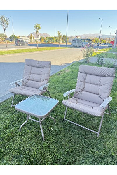 Larus 2li oturma +sehpa takım dış ve iç mekana uygun tempered cam