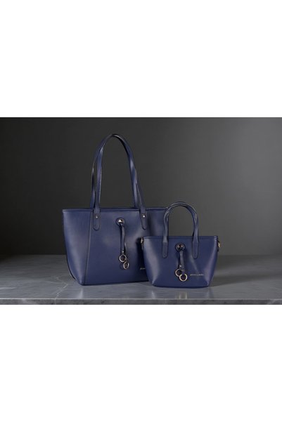 Pierre Cardin Geanta de Umar, set de 2 bucati, Pierre Cardin, -Leather WX11 6013, Bleumarin, 32x28x13/21x19x9