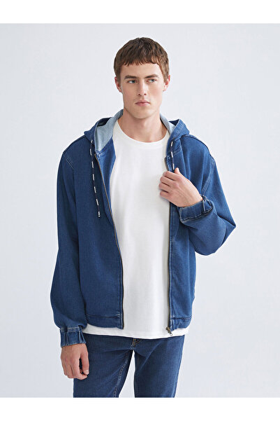 LC Waikiki Lcw Jeans Indigo Comfortable Fit Hooded Men's Jean Jacket with Nev...