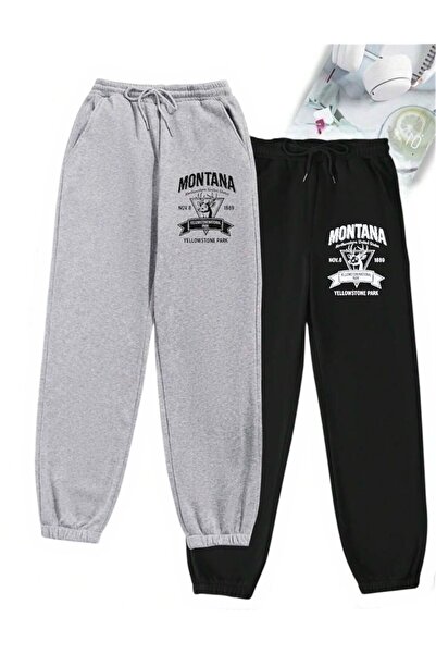 Le Vion 2-li Pantaloni de trening jogger cu imprimeu minimalist, cu picior el...