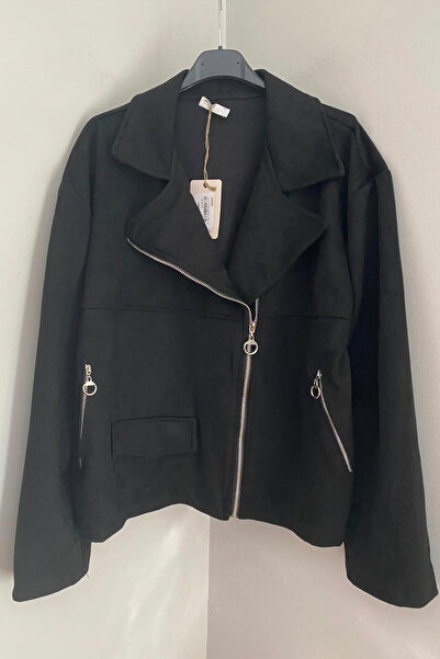 AYASOFYA OTANTIK سترة نسائية إيطالية سوداء من الجلد المدبوغ بياقة وسحاب للرجال