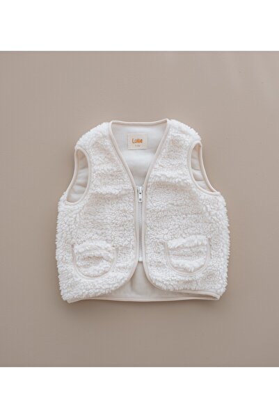 Lollie Baby&Kids Teddy Peluş Çocuk Bebek Yelek - Krem