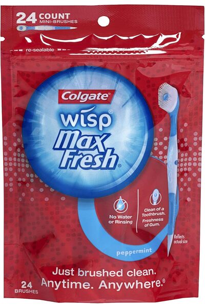 Colgate Max Fresh Wisp Disposable Mini Travel Toothbrushes, Peppermint, 24 Count