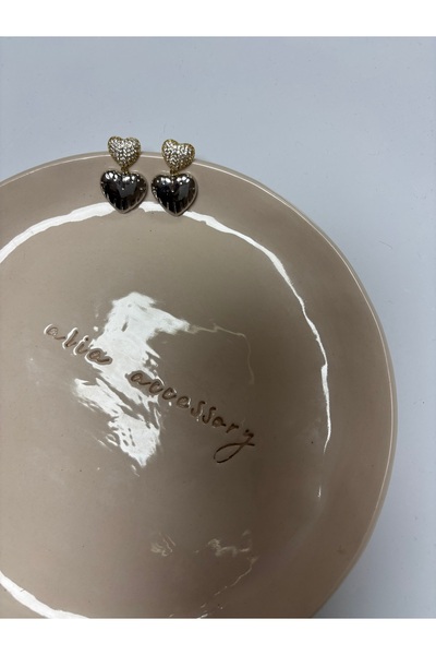 ALİA Kalp küpe gold/silver detaylı zirkon taş kadın