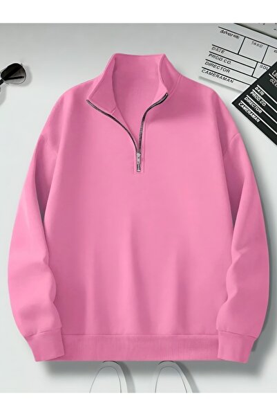 LiyAdaCo Φούτερ με κουκούλα Unisex με μισό φερμουάρ 3 κλωστών επένδυση fleece