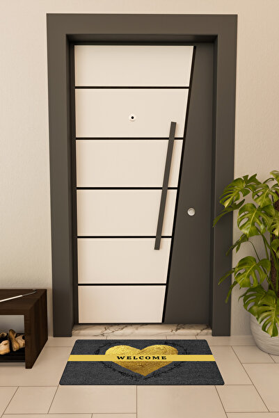 Dormot High Quality Digital Printing Black, Standard, Double Heart Welcome Themed Doormat