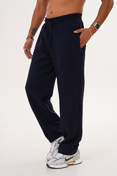 BigBrossBoutique Ανδρικό παντελόνι μπλε ναυτικό με 3 κλωστές