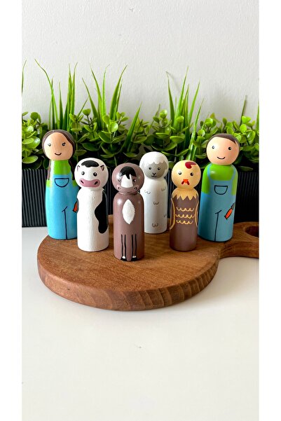 Alf Wood مجموعة المزرعة - دمية كبيرة الحجم - 6 قطع من الألعاب التعليمية الخشب...