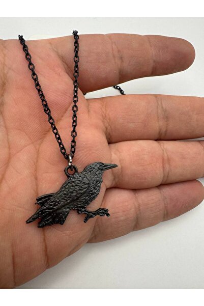 Yuchicly Siyah Karga kadın erkek Kolye – Gizemli ve Gotik
