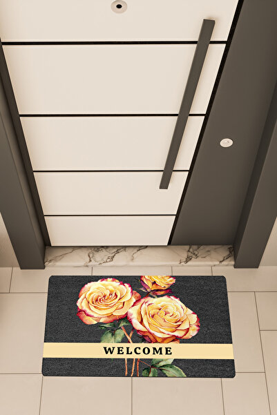 Dormot High Quality Digital Printing Black, Standard, Rose Inside Welcome Themed Doormat