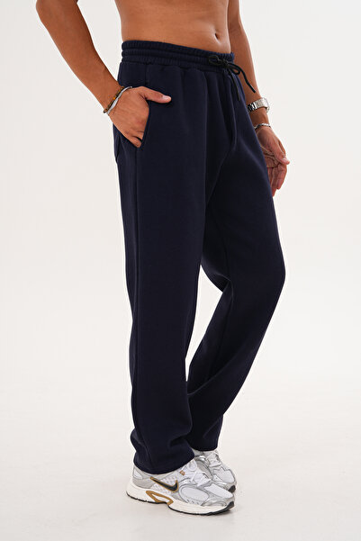 BigBrossBoutique Ανδρικό παντελόνι μπλε ναυτικό με 3 κλωστές