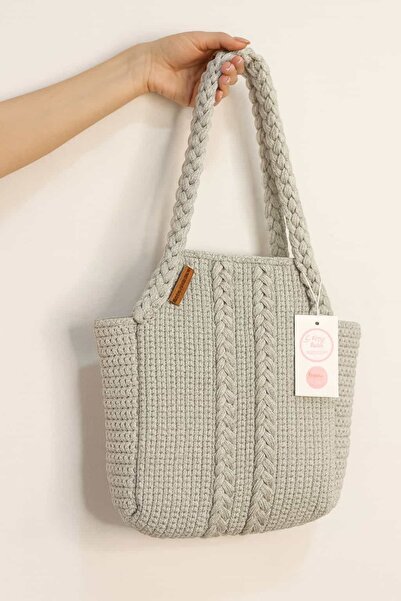 Ada Kostüm Tasarım Silver Braid Silver Gray Macrame Handle Bag