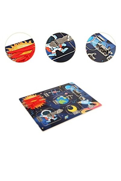 Picodino Wooden board with laces and padlocks - Cosmic Space