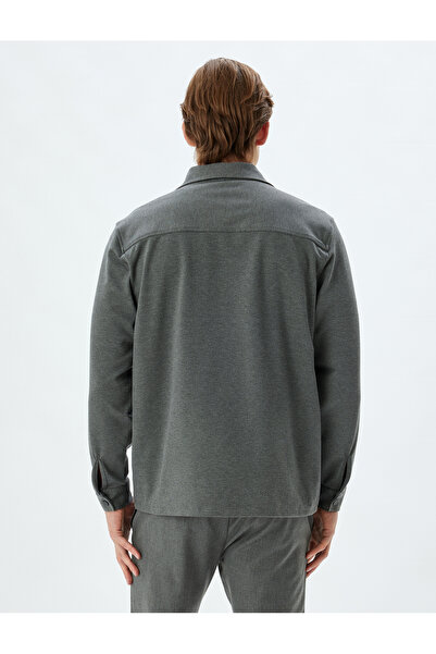 Koton Long Sleeve Shirt Jacket - Snap Button and Pocket Detail