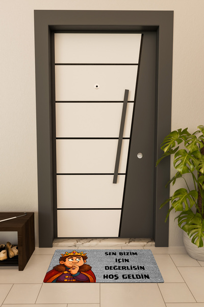 Dormot High Quality Digital Printing Gray, Prince, Cartoon You Are Important Themed Door Mat