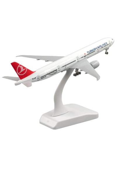 OEM Machetă de avion Turkish Airlines Boeing B777, metal, 20 cm, scară 1:250