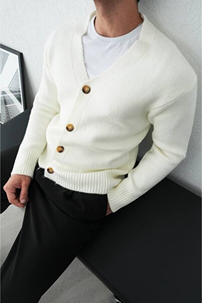 perasttesktil Erkek Önü Düğmeli Triko Hırka