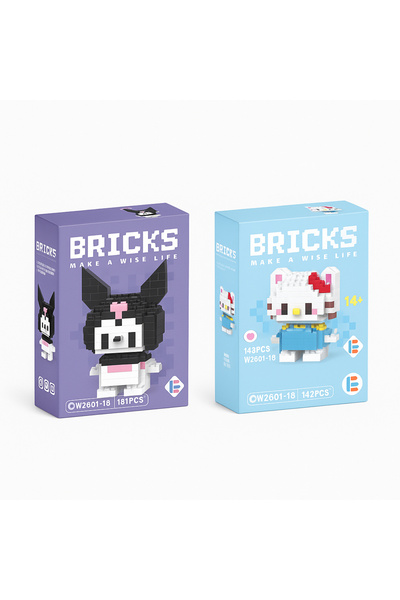 Genel Markalar Kuromi & Hello Kitty Lego Blok Seti – 2’li Koleksiyon Figür Oyuncak (151 Parça + 142 Parça)