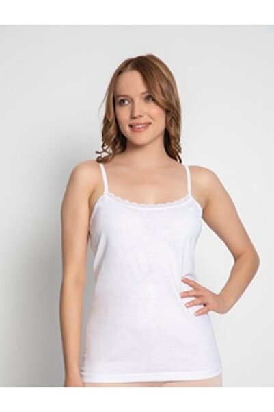 pamuklu Set 3 Women's Tank Tops, Pamuklu, White, 100% Cotton, L