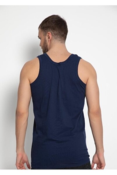 pamuklu Set 3 Men's Tank Tops, Navy Blue, 100% Cotton, Size M