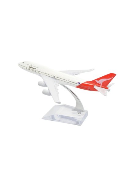 OEM Model de avion Qantas Airways Boeing B747, metal, 16cm, scară 1:400