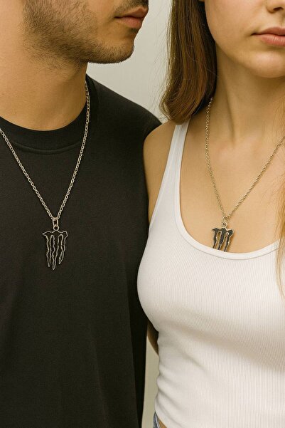 Yuchicly Black Monster Logo Women's Men's Necklace – Strong and Modern