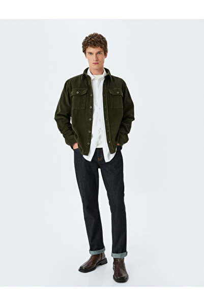 Koton Long Sleeve Buttoned Pocket Detailed Cotton Corduroy Shirt Jacket