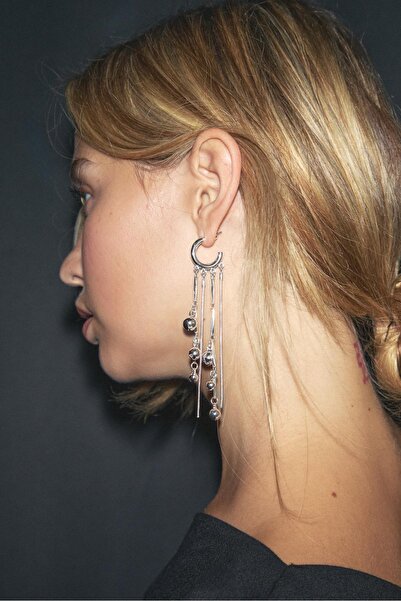 Stradivarius Uzun Halka ve Boncuklu Küpeler