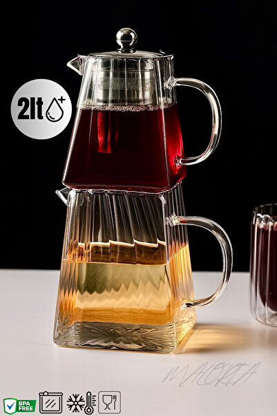 Maloria Isıya Dayanıklı Cam Termisil Çaydanlık | Süzgeçli - 2lt