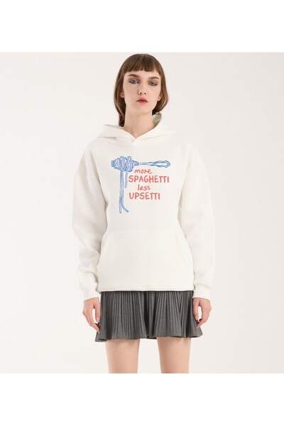 VEK Unisex Oversize Φούτερ με κουκούλα Spagetti Upsetti