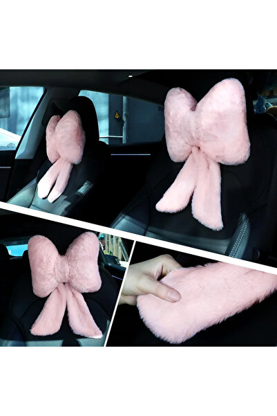 merdümek Bow Tie pembe oto boyun yastığı - araç boyun yastığı •Araç •Ofis •Ev • 1ADET