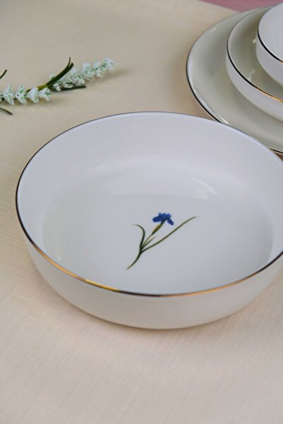tabakevi Tabak Evi Porcelain Natura Iris Gold Gilded Bowl 20,50X5Cm 1170Cc 6 Li